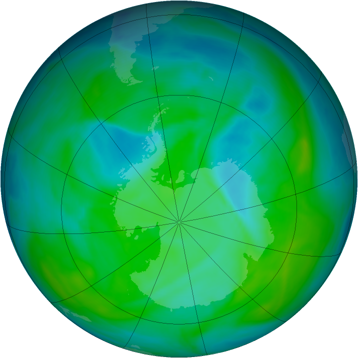 Antarctic ozone map for 11 December 2004